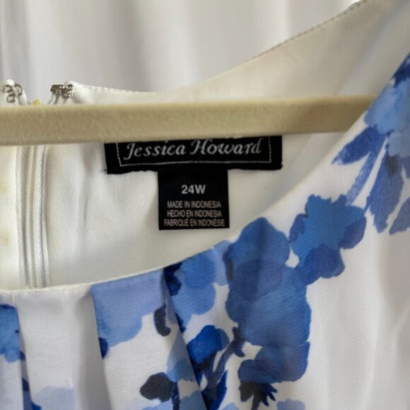 Jessica Howard Women's Plus 24W Blue/White Floral Maxi Dress - Picture 7 of 11